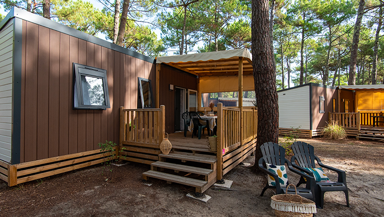 Vente privée Camping 4* Plage Sud – Votre mobil-home tout confort avec terrasse