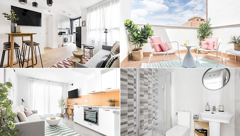 Vente privée Appartements reliés au centre de Madrid – Bien équipés avec télévision et balcon pour la plupart (photos variant selon les logements)